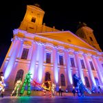 Evening carnival atmosphere in Debrecen