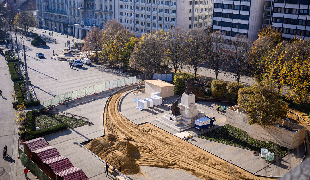 The main square skating rink is already under construction in Debrecen