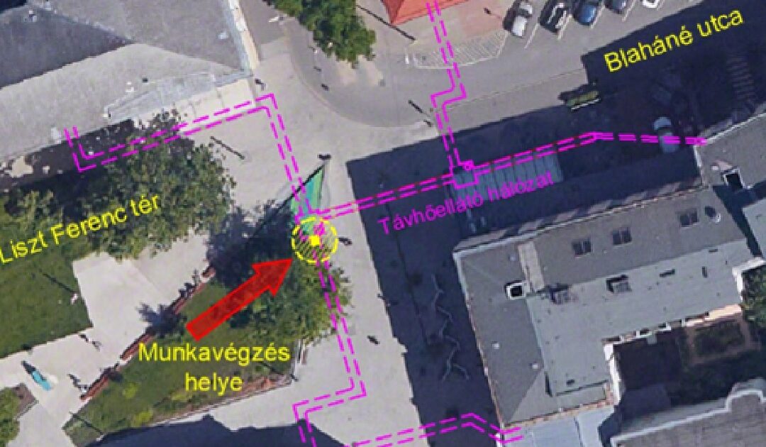 District heating pipeline being repaired at Liszt Ferenc Square