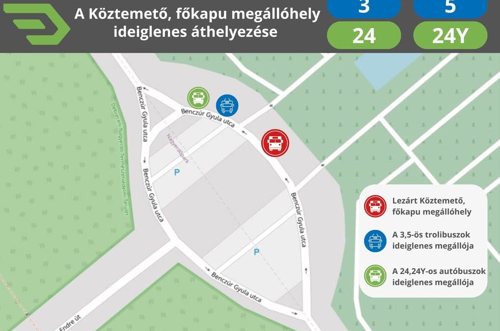 A bus stop in Debrecen will be temporarily relocated