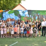 A fabulous mural decorates the courtyard of Babits Street Kindergarten