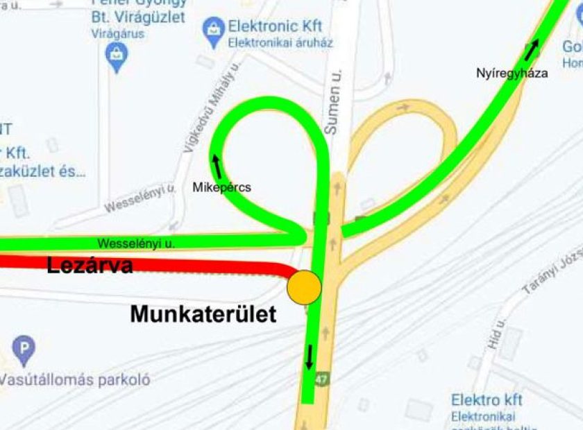 The Petőfi Square on-ramp of the Homokkerti overpass will be closed for more than a month