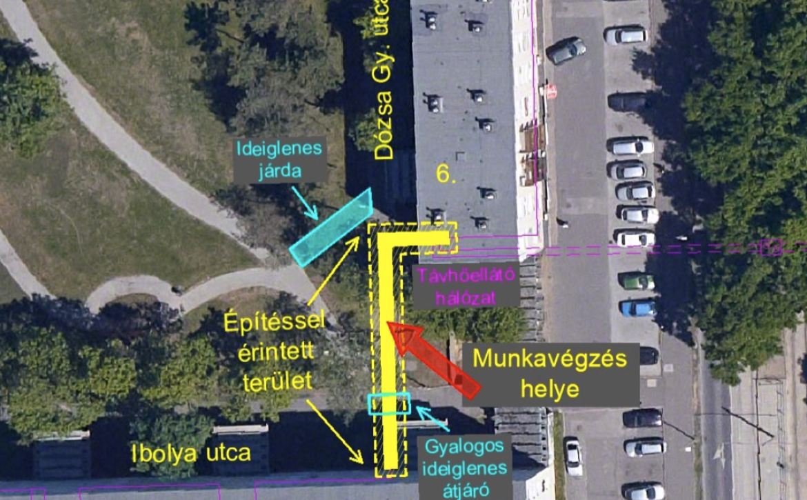 District heating pipeline section between Dózsa György Street and Ibolya Street is renovated