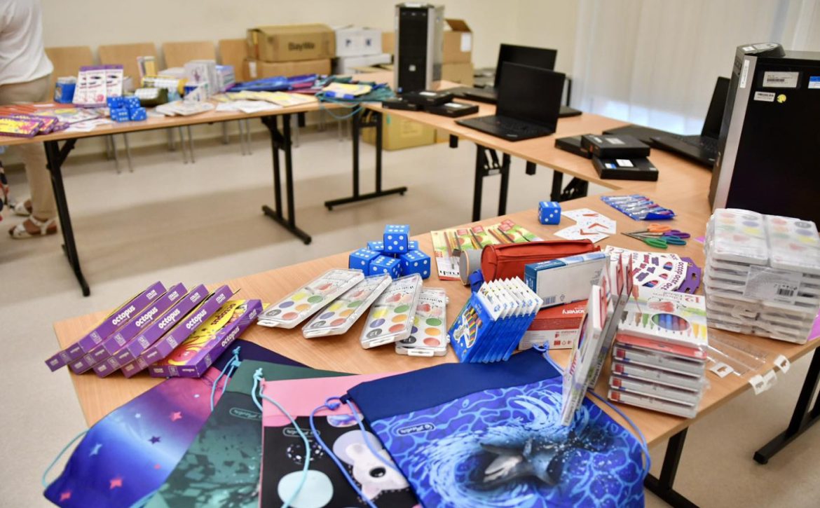 School supplies and computer equipment help children start school