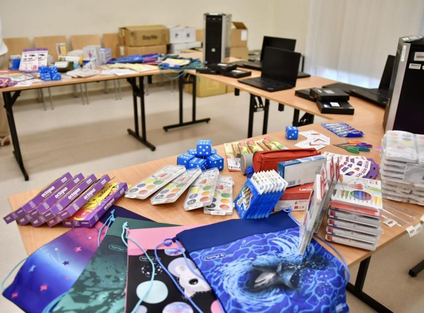 School supplies and computer equipment help children start school
