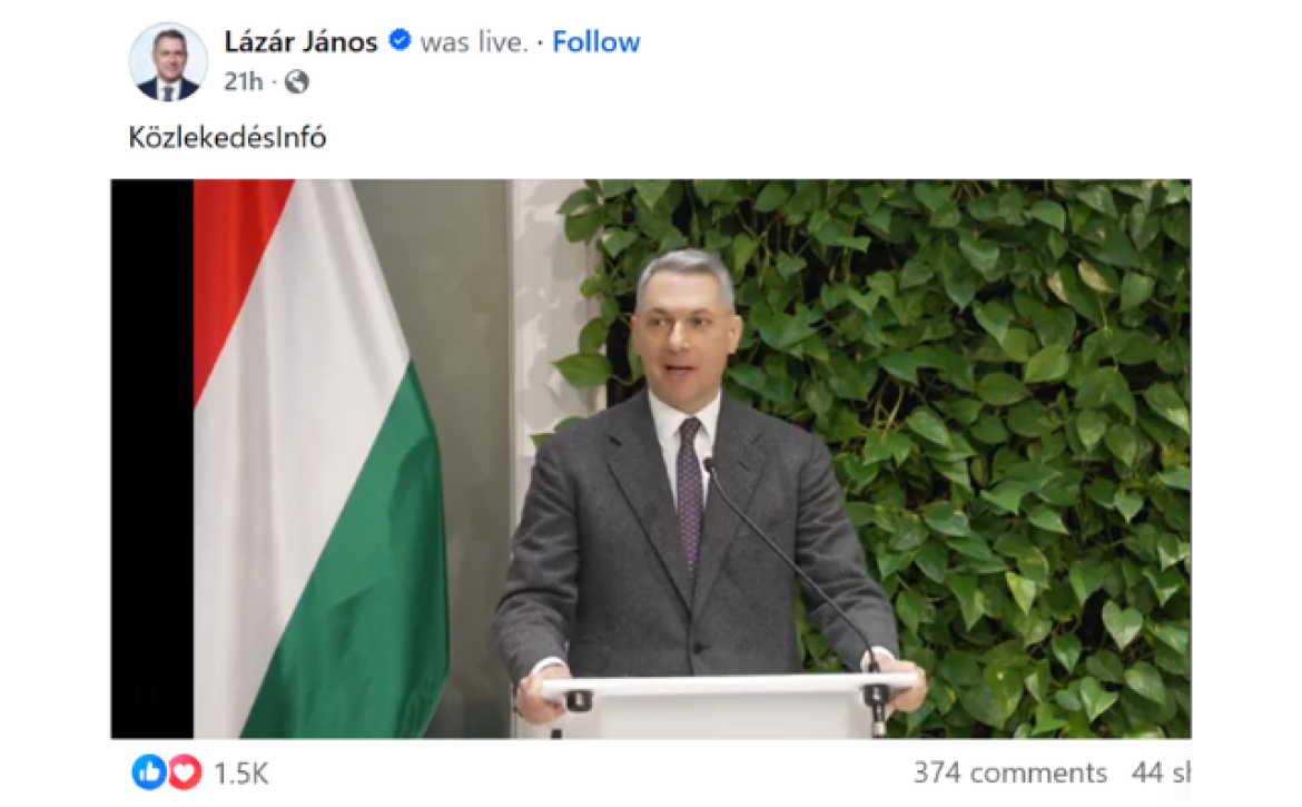 Transport Minister – Janos Lazar – Source FB Lazar